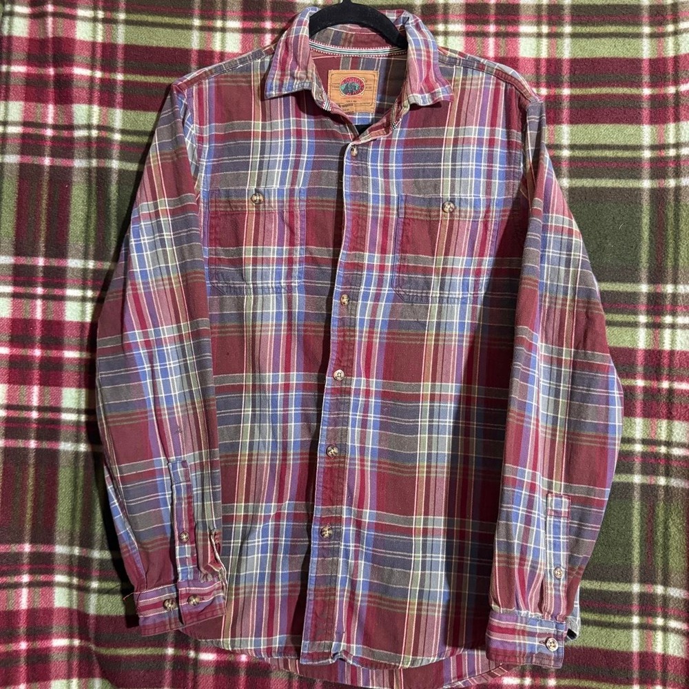 Boston Traders Multicolor Plaid Button Up Shirt Vintage 90s Grunge M